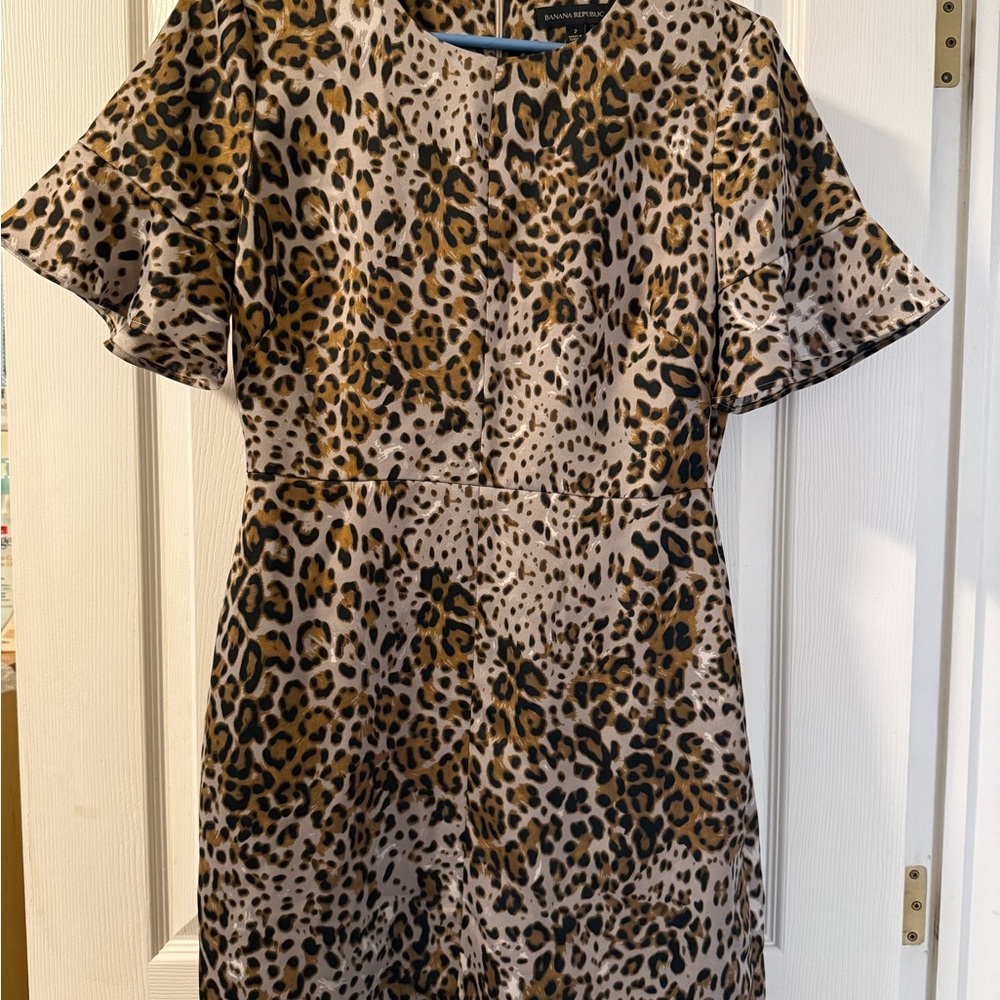 Banana Republic Leopard Flutter Sleeve Dress (Animal Print)